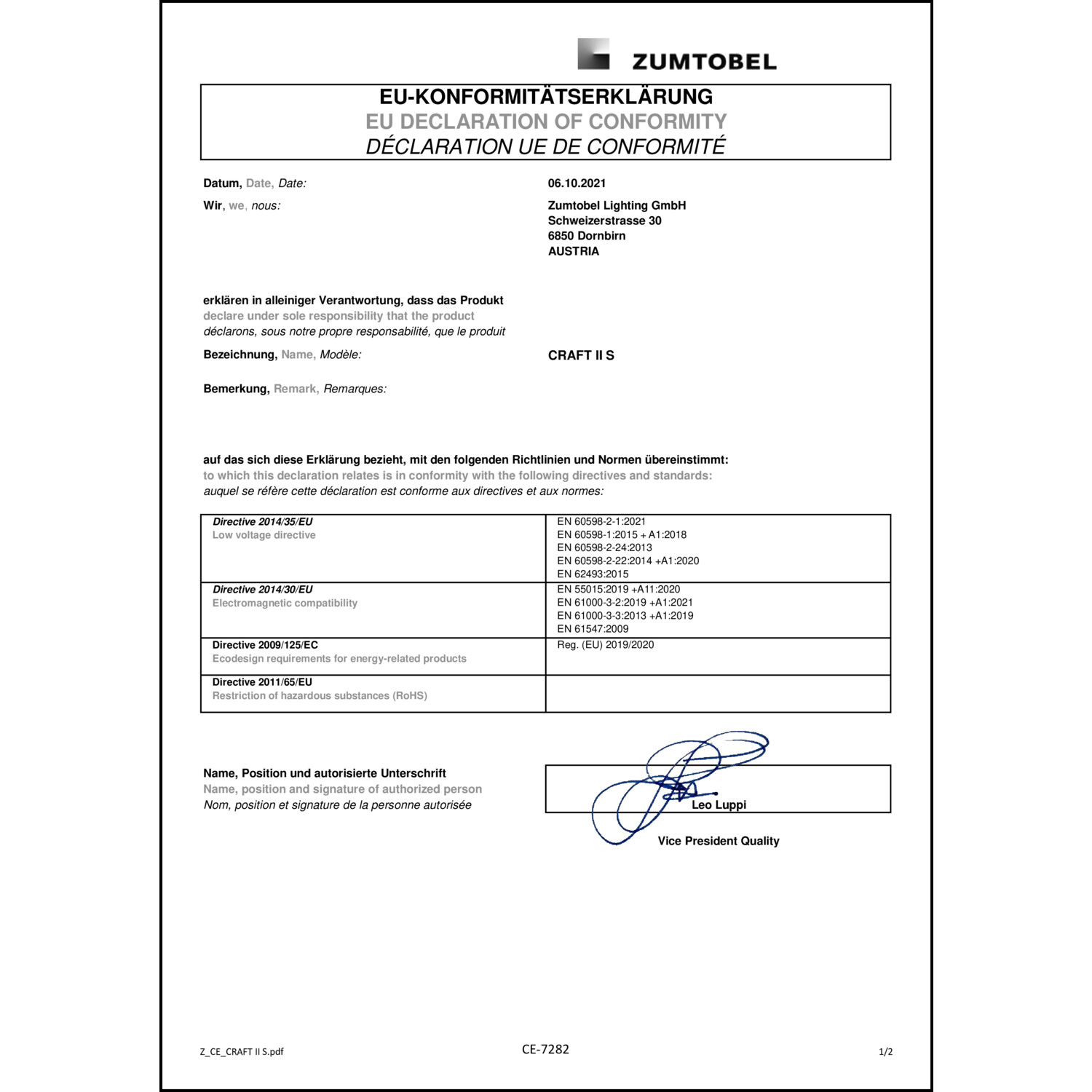 DOC CE-Erklärung (Declaration of conformity CE)