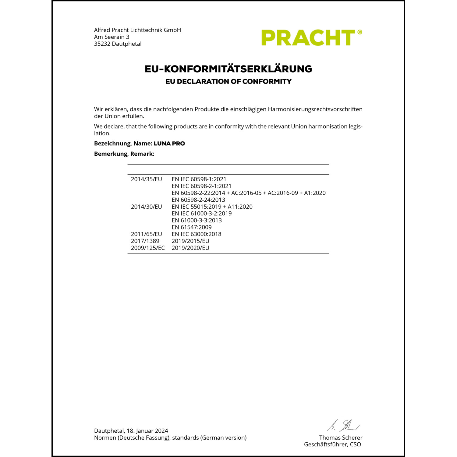 DOC CE-Erklärung (Declaration of conformity CE)