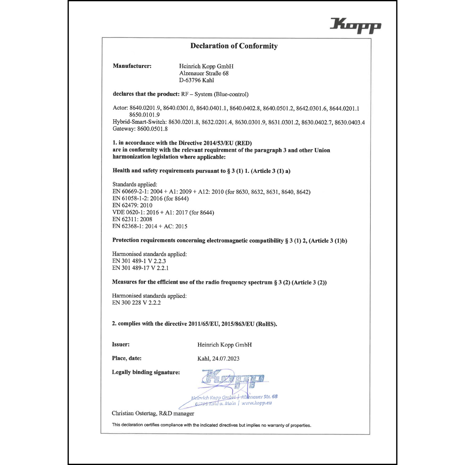 DOC CE-Erklärung (Declaration of conformity CE)