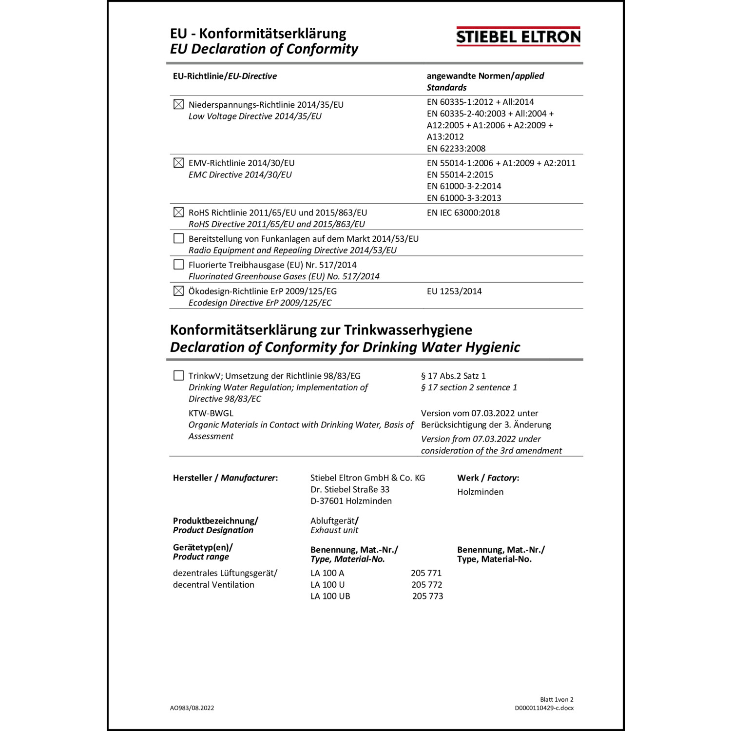 DOC CE-Erklärung (Declaration of conformity CE)