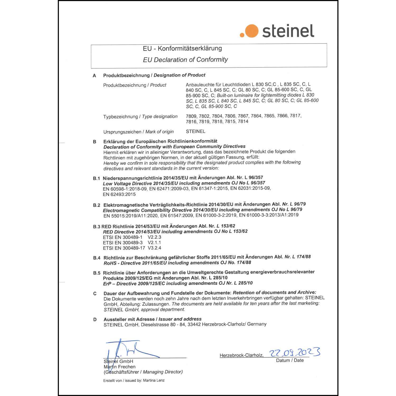 DOC CE-Erklärung (Declaration of conformity CE)