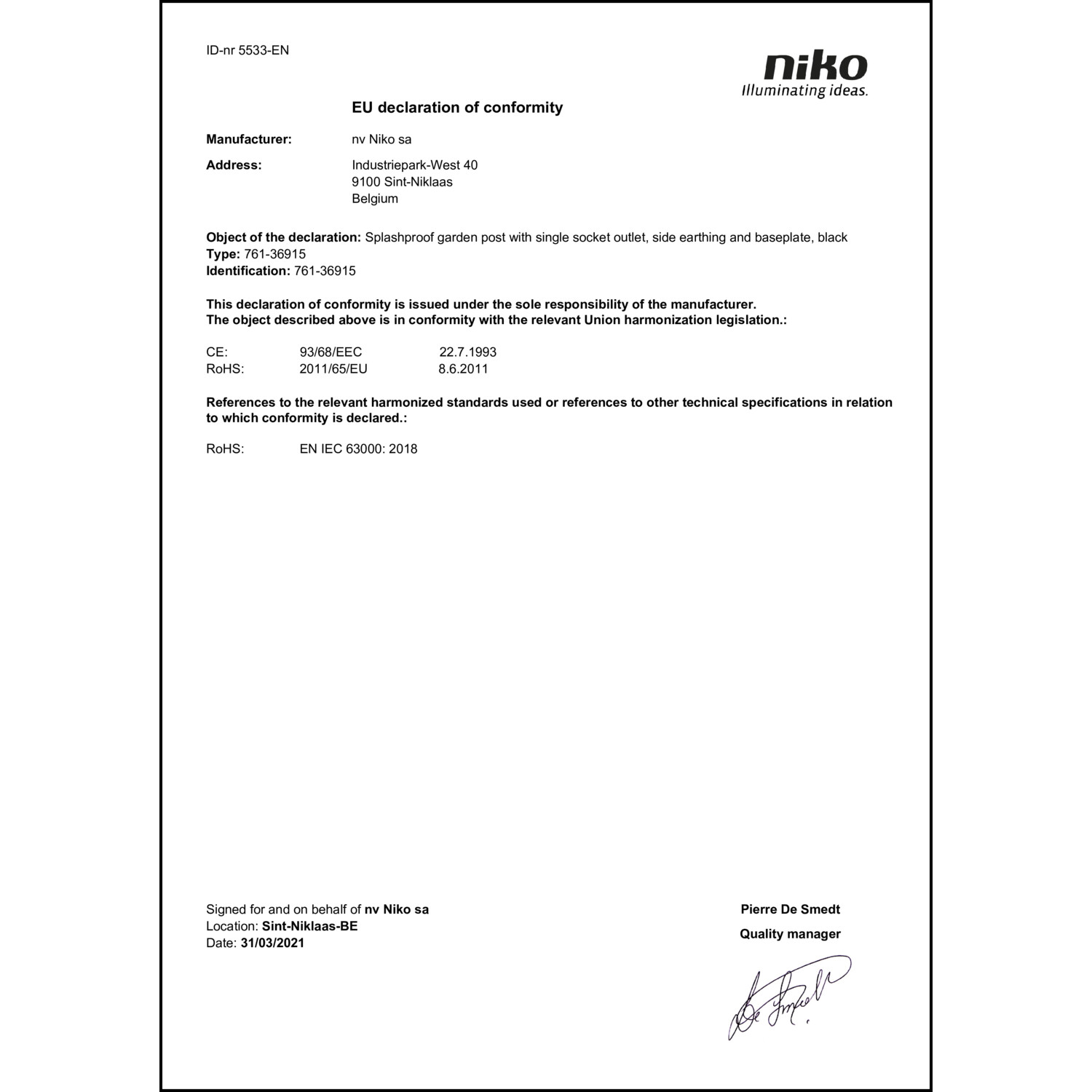 DOC CE-Erklärung (Declaration of conformity CE)