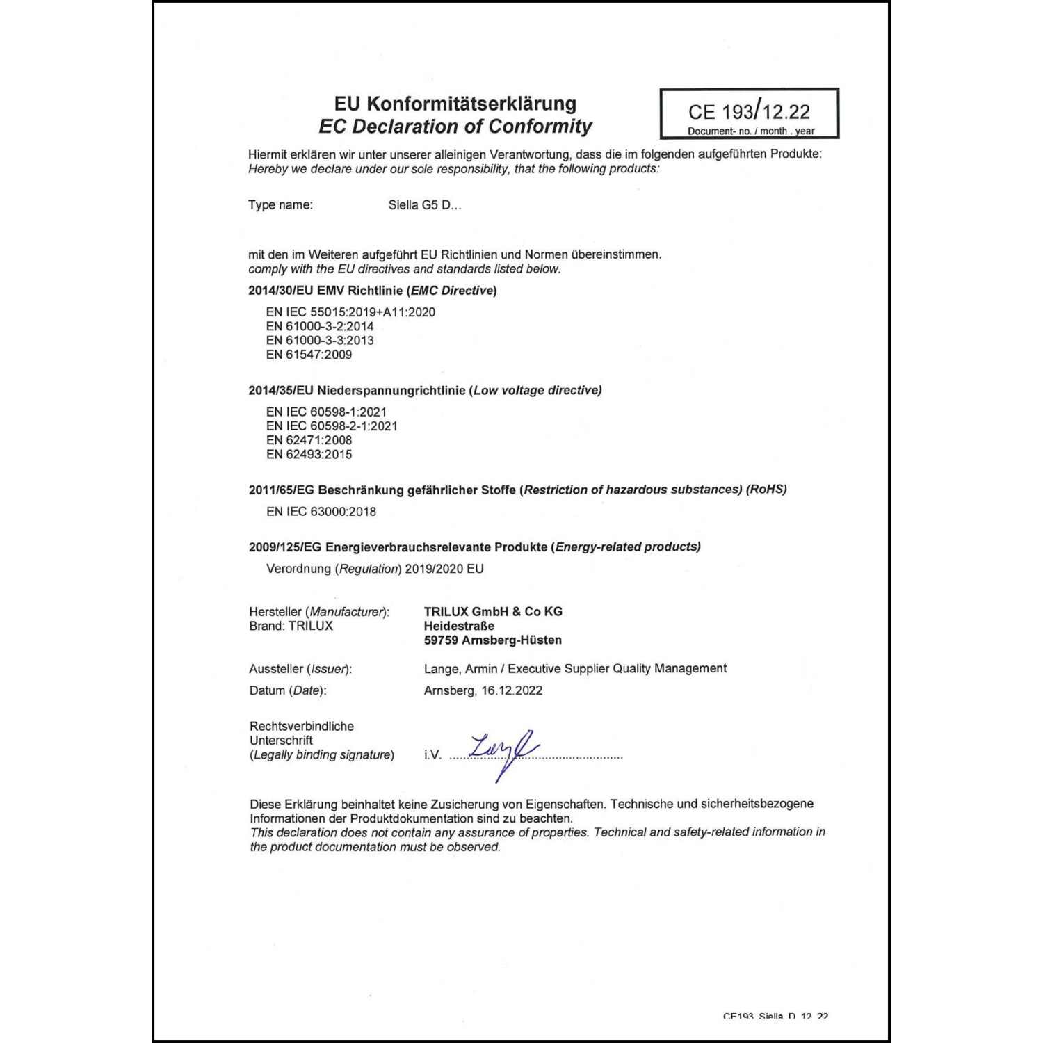 DOC CE-Erklärung (Declaration of conformity CE)