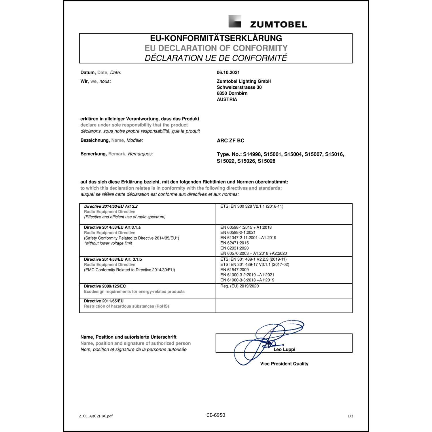 DOC CE-Erklärung (Declaration of conformity CE)