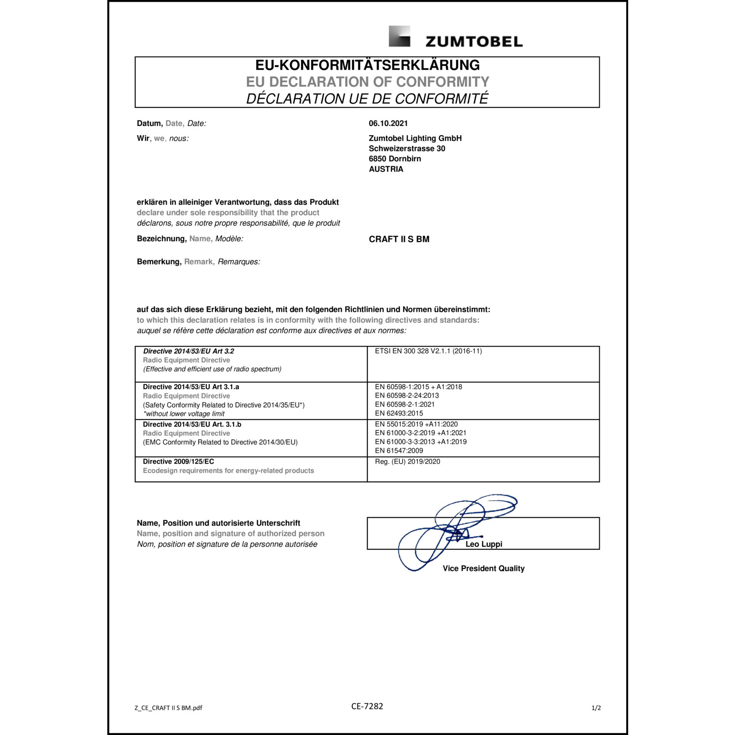 DOC CE-Erklärung (Declaration of conformity CE)