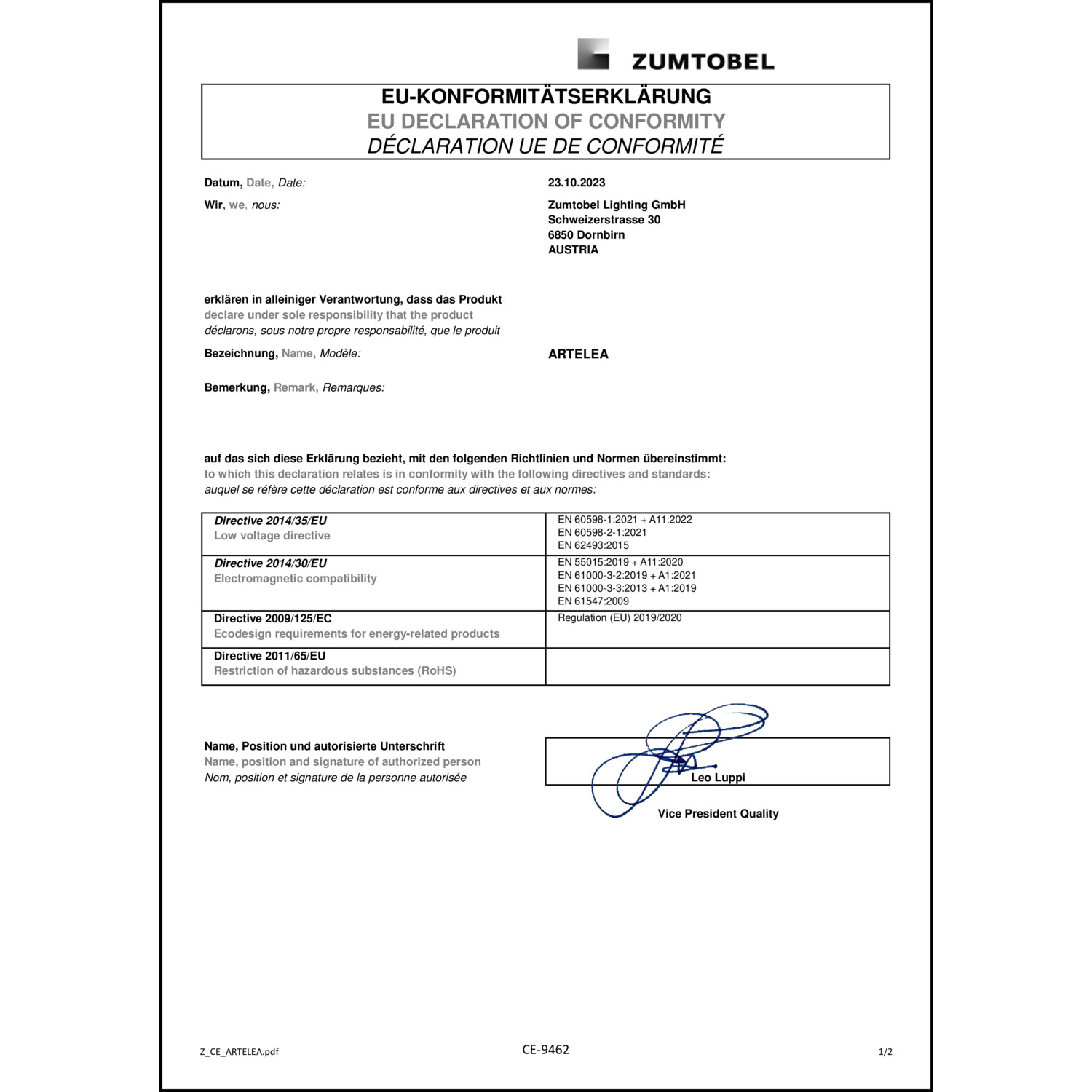 DOC CE-Erklärung (Declaration of conformity CE)