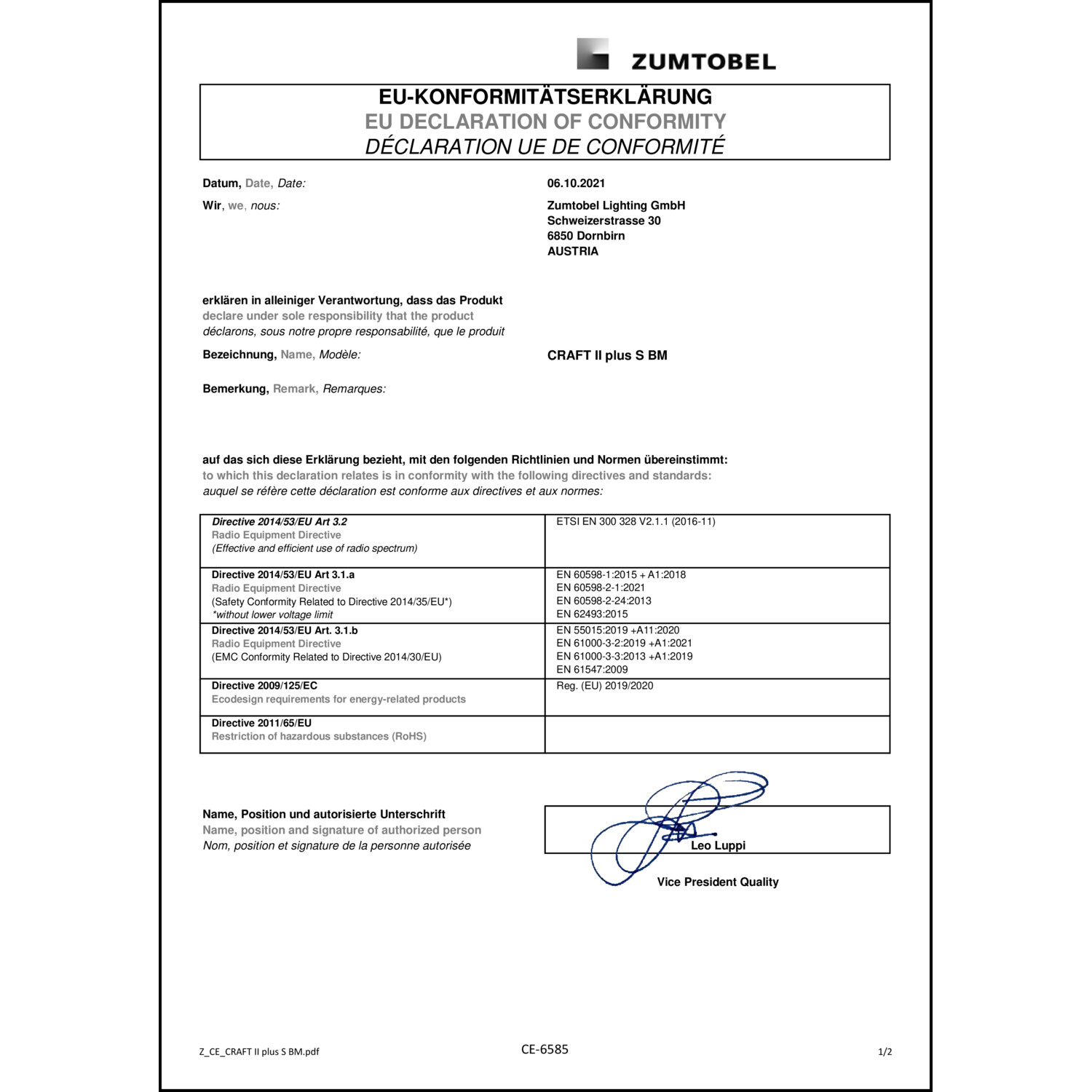 DOC CE-Erklärung (Declaration of conformity CE)