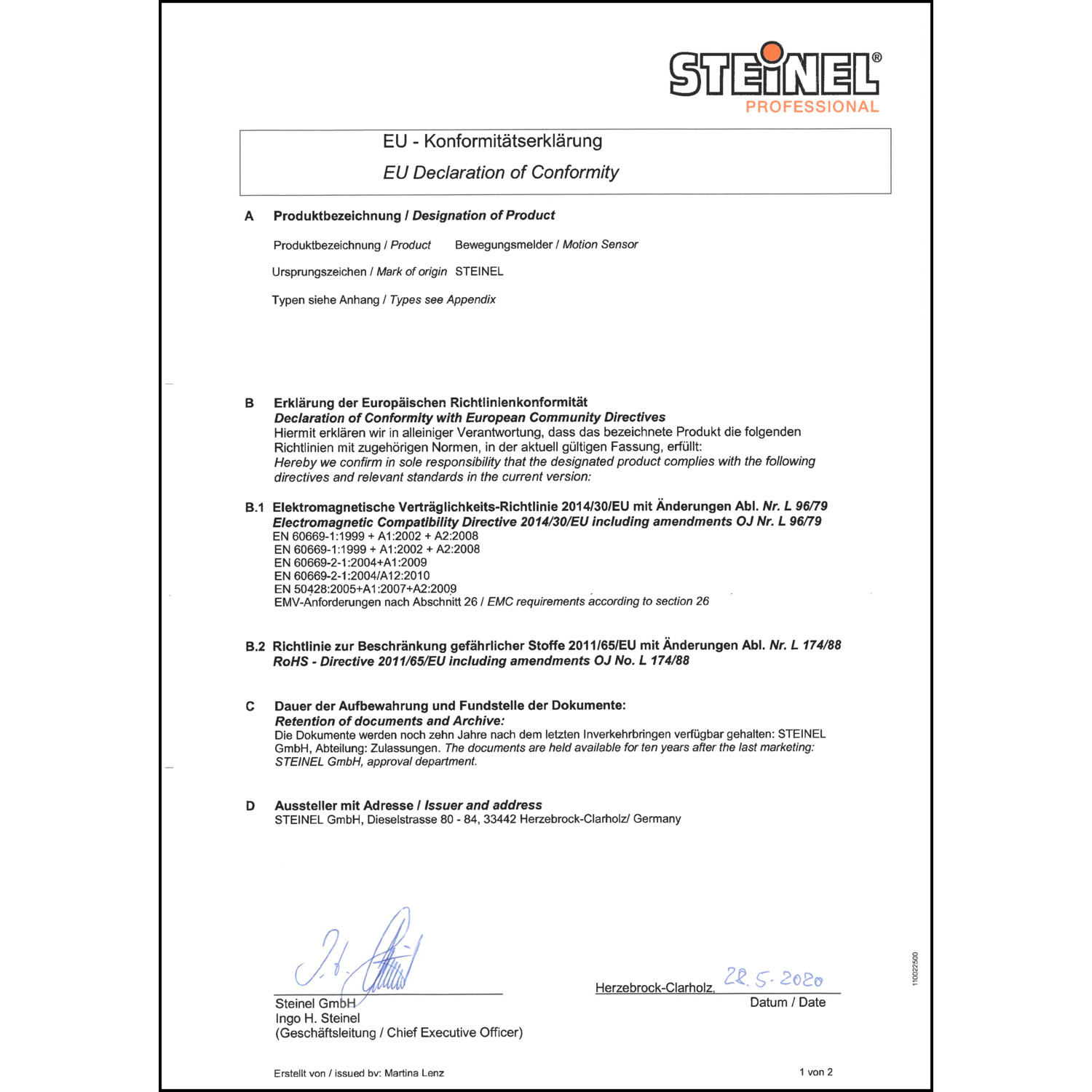 DOC CE-Erklärung (Declaration of conformity CE)