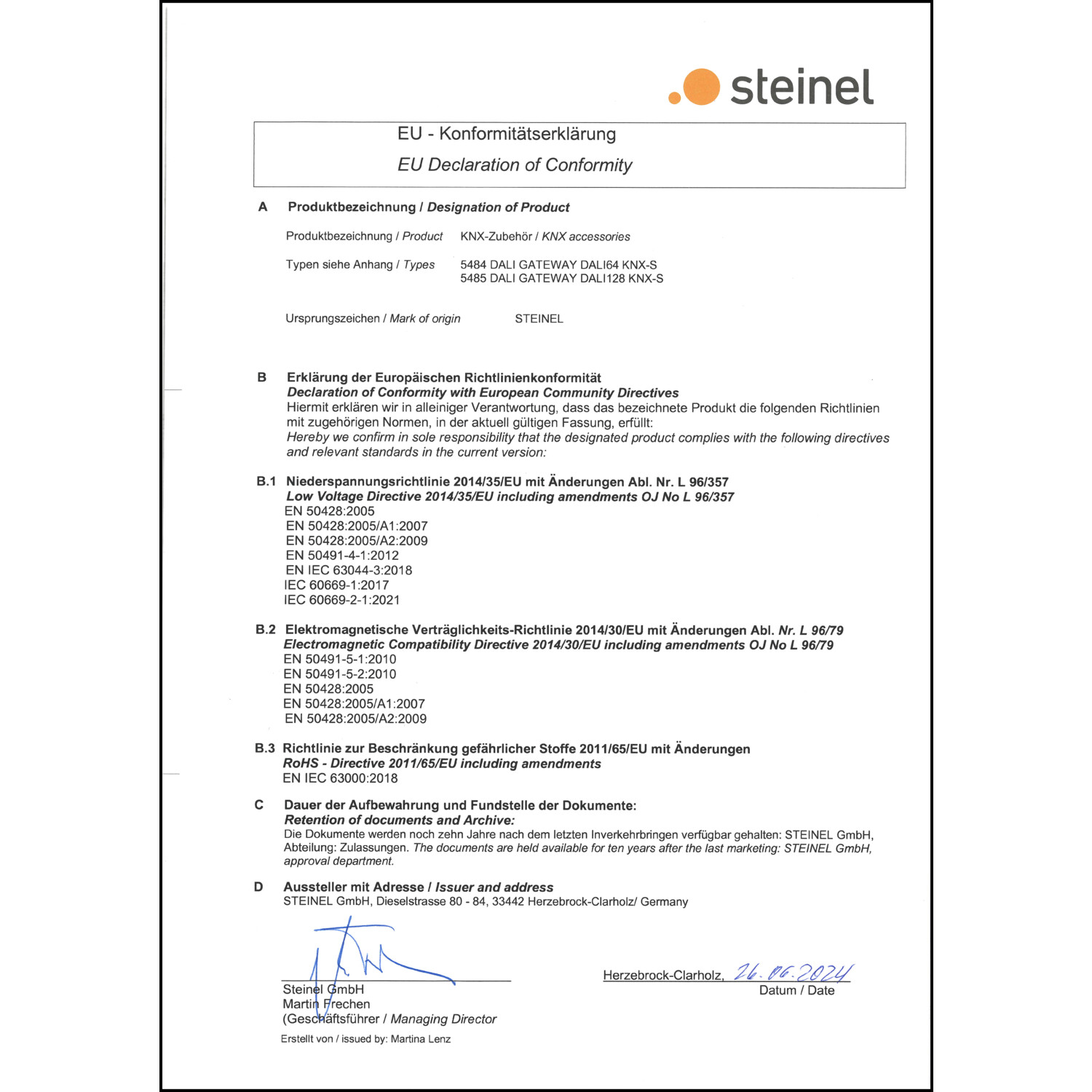 DOC CE-Erklärung (Declaration of conformity CE)