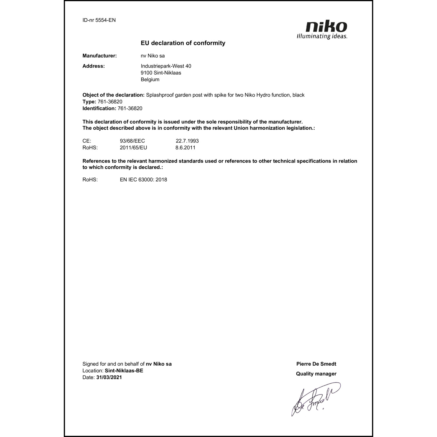 DOC CE-Erklärung (Declaration of conformity CE)