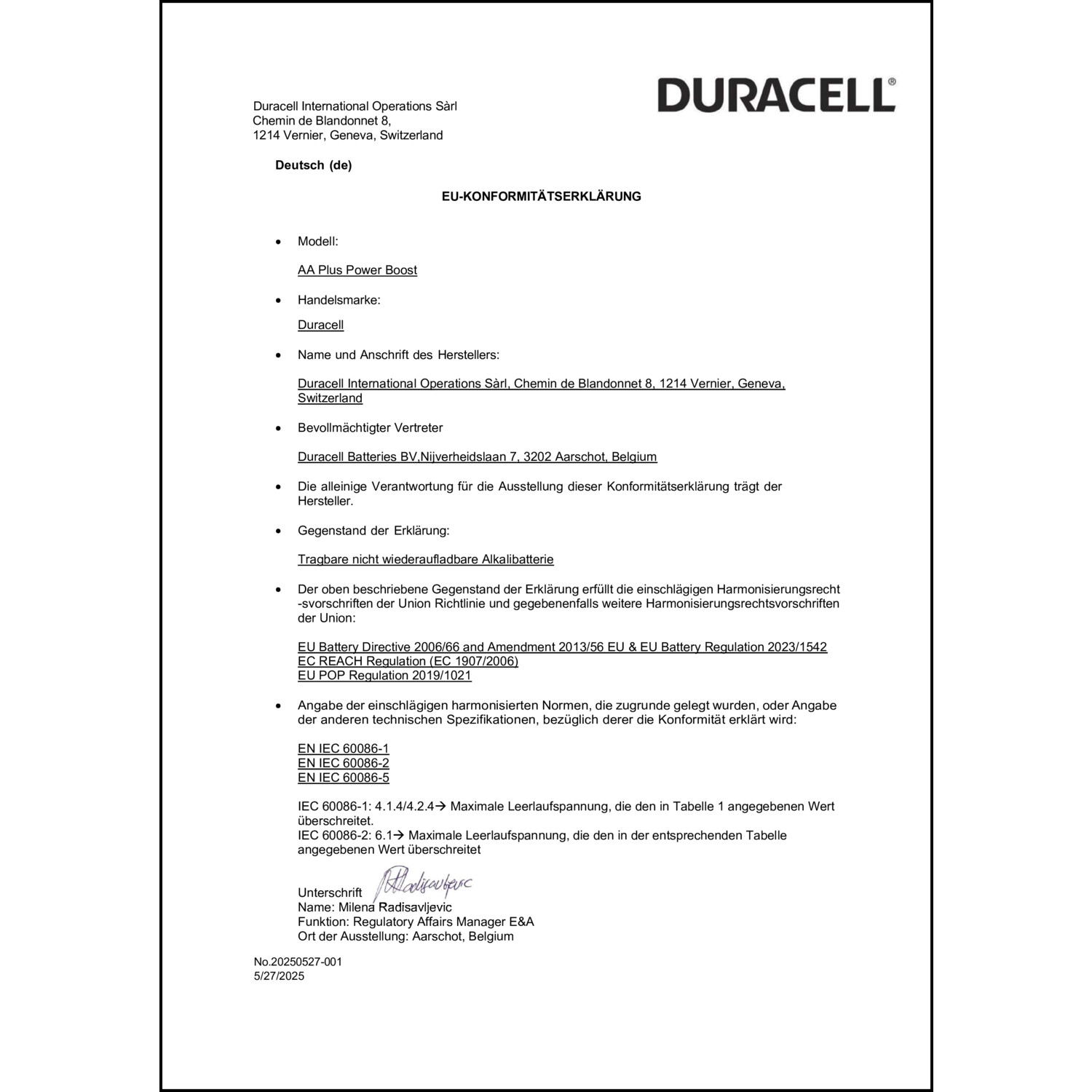 Konformitätserklärung