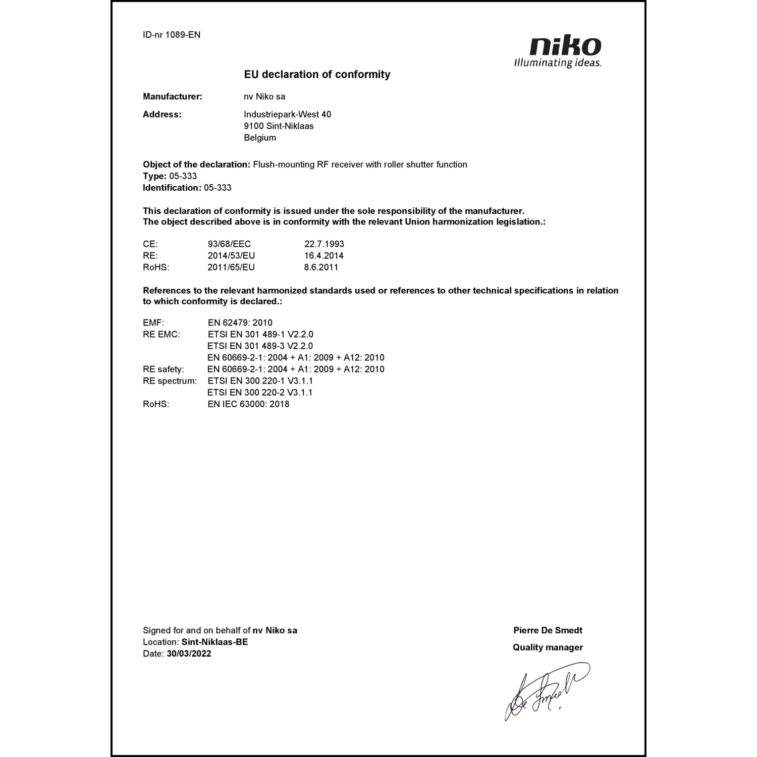 DOC CE-Erklärung (Declaration of conformity CE)