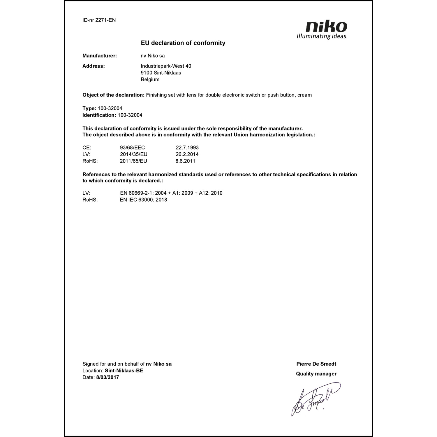 DOC CE-Erklärung (Declaration of conformity CE)