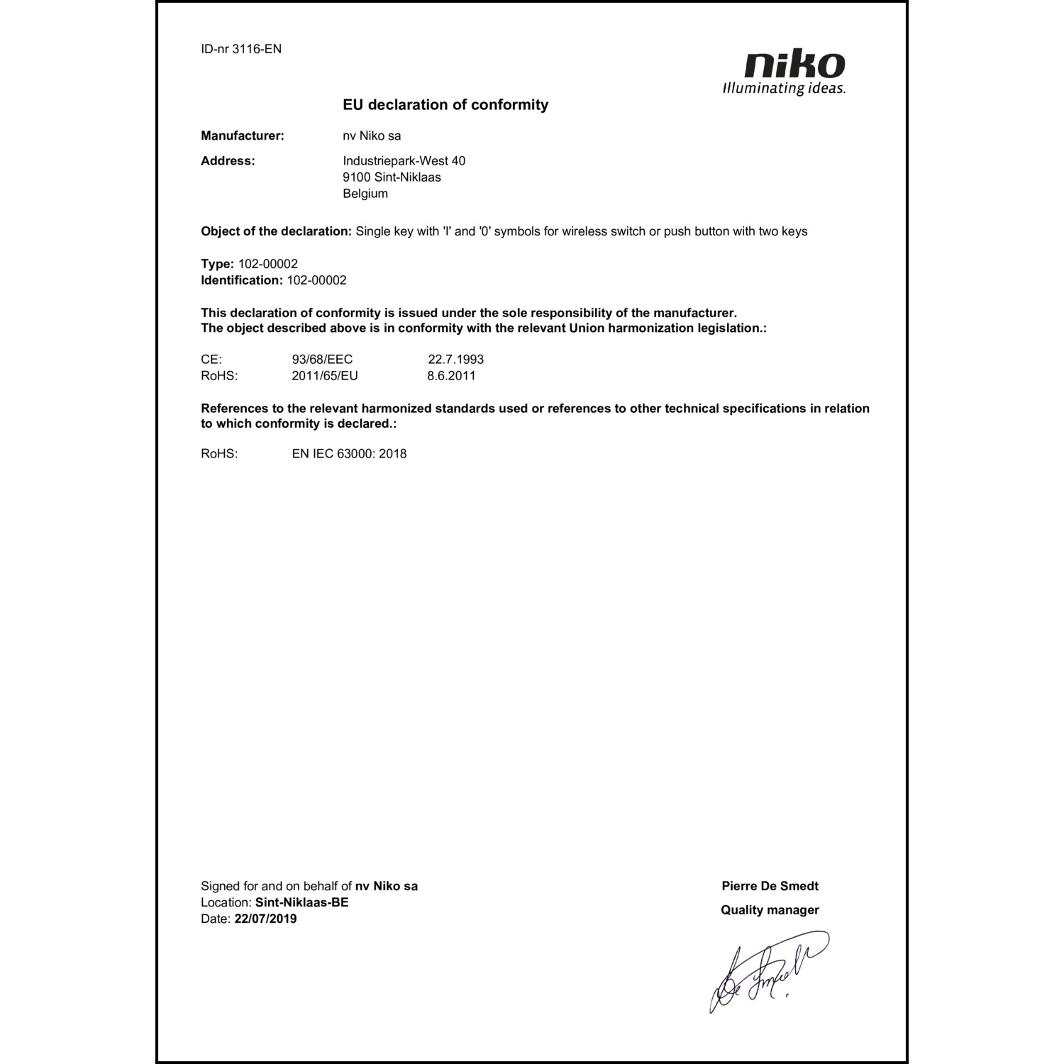 DOC CE-Erklärung (Declaration of conformity CE)