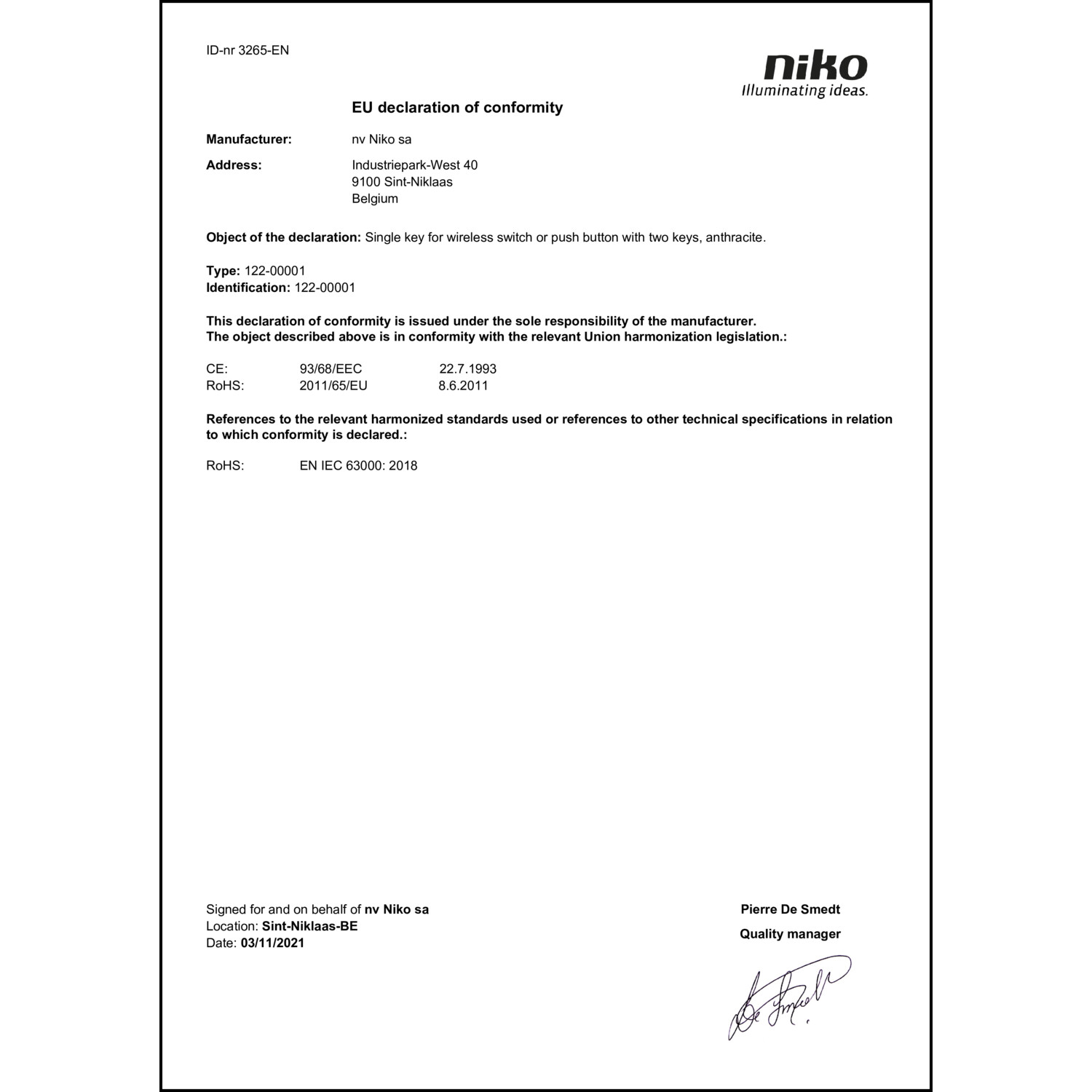 DOC CE-Erklärung (Declaration of conformity CE)