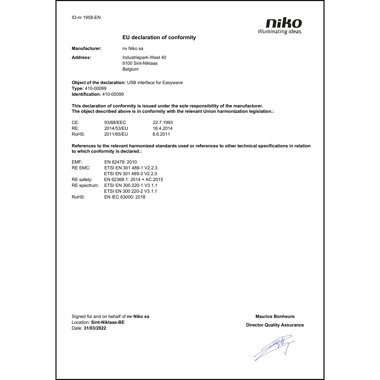 DOC CE-Erklärung (Declaration of conformity CE)