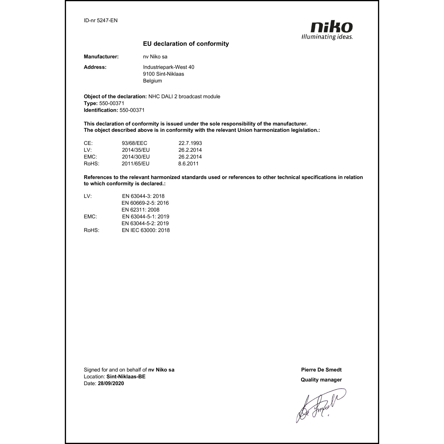 DOC CE-Erklärung (Declaration of conformity CE)
