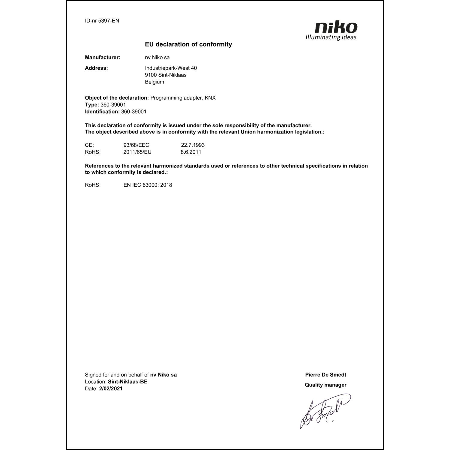 DOC CE-Erklärung (Declaration of conformity CE)