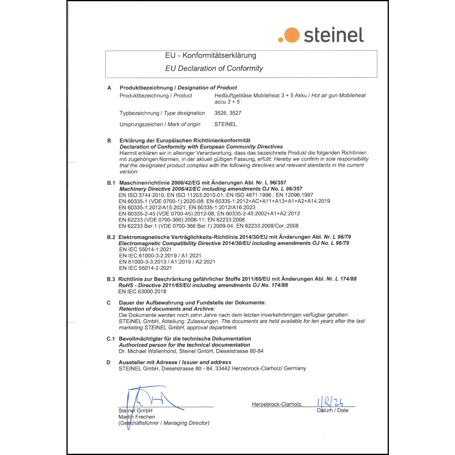 DOC CE-Erklärung (Declaration of conformity CE)