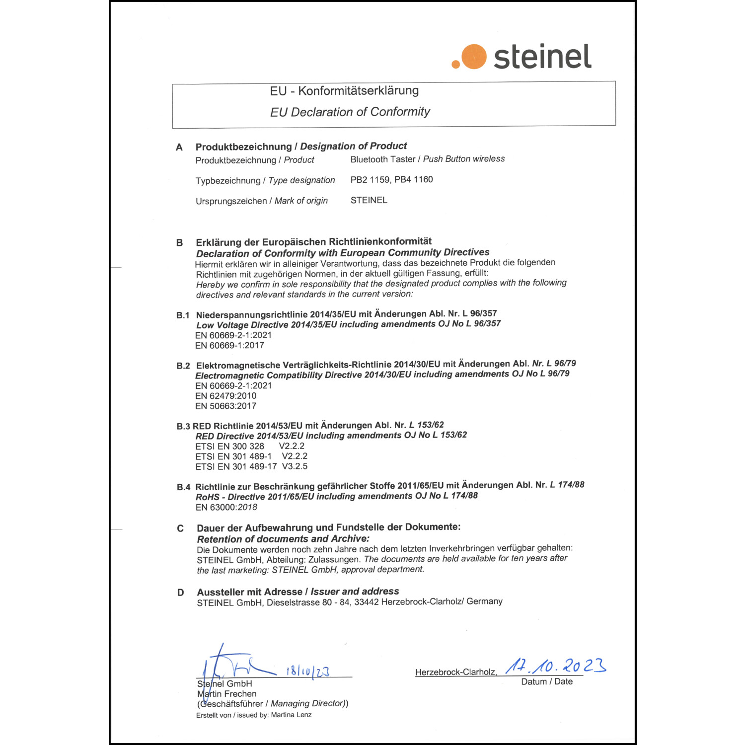 DOC CE-Erklärung (Declaration of conformity CE)