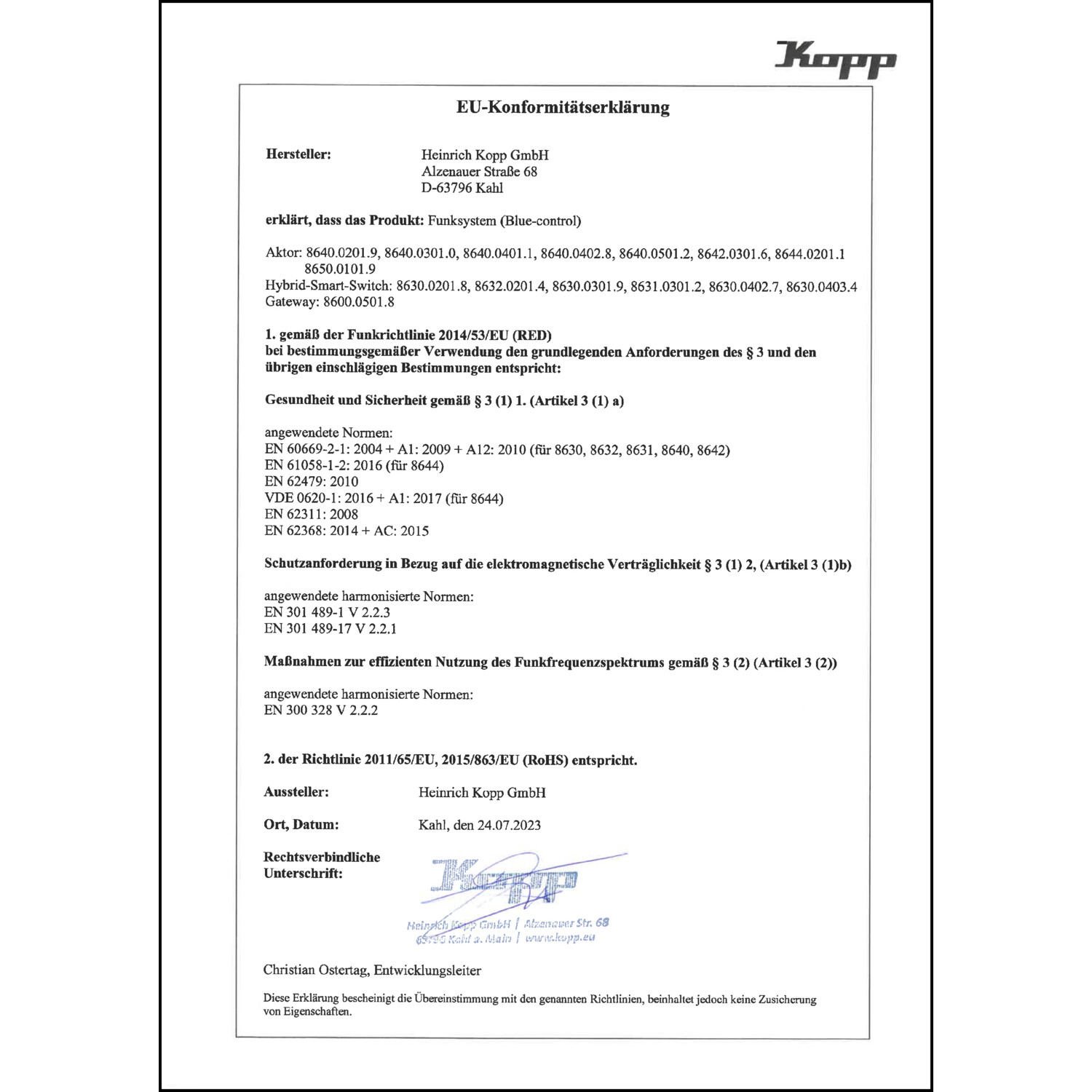 DOC CE-Erklärung (Declaration of conformity CE)