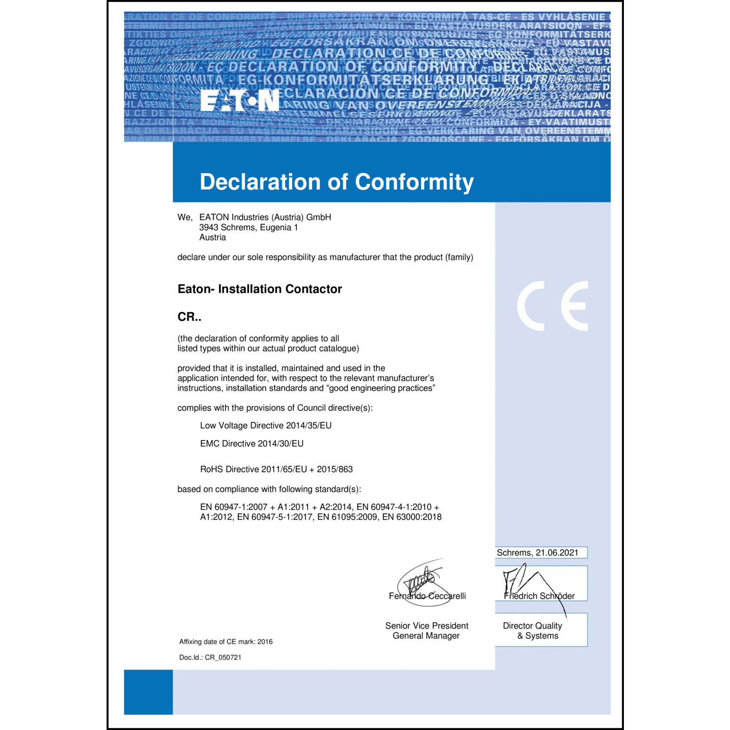 DOC CE-Erklärung (Declaration of conformity CE)