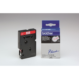 TC 292 BROTHER BESCHRIFTUNGSBAND 9MM BAND WEISS SCHRIFT ROT Produktbild front M