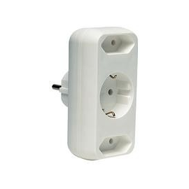 Z74000 Schurrer Adapterstecker weiß 2x Euro 1x Schuko Multistecker Produktbild