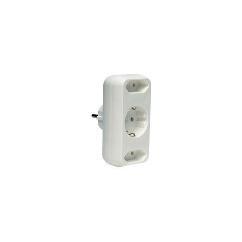 Z74000 Schurrer Adapterstecker weiß 2x Euro 1x Schuko Multistecker Produktbild Front View L