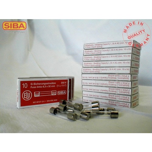 7005960.0,1 SIBA G-SICHERUNG 6,3X32 100MA FLINK Produktbild Front View L