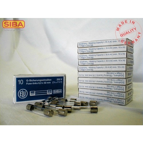 7005961.0,25 SIBA G-SICHERUNG 6,3X32 250MA TRÄGE Produktbild Front View L