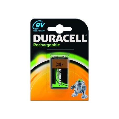 56008 DURACELL 9V/B1 BLOCK-AKKU (1STK.-BL.) NIMH 9V/170MAH RECHARGEABLE Produktbild Front View L