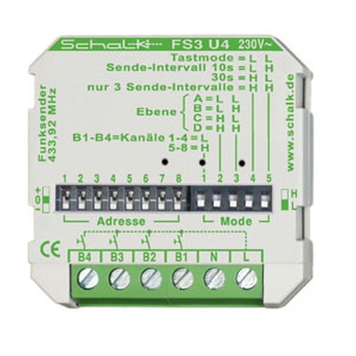 FS3U49 SCHALK FUNK SENDER 4-KANAL 230V UP Produktbild Front View L