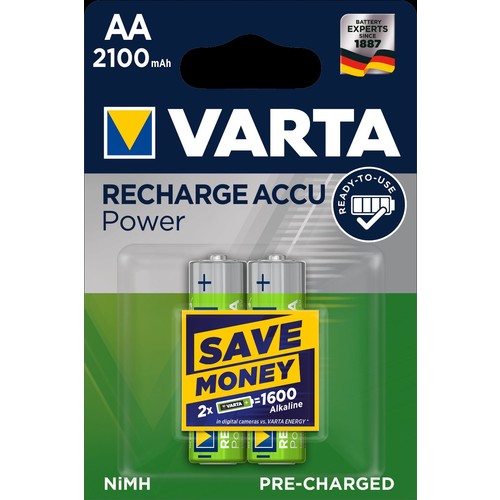 56706101402 Varta RECHARGE ACCU Power (2Stk.-Bl.) 2100mAh Akku Mignon AA HR6 Produktbild