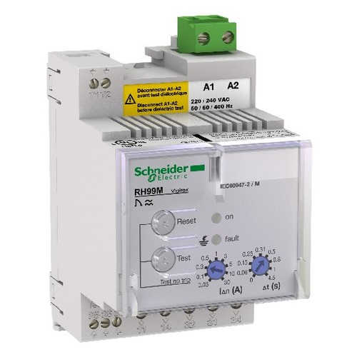 56173 Schneider E. FI-RELAIS 0,03A-30A EINSTELLBAR PULSSTRS. 220-240V AC 400Hz Produktbild Front View L