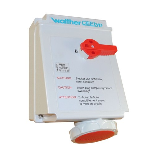 AW-Tools CEE 16A Wandsteckdose 5-polig – 400V, IP67, Mit Klappdeckel, Rot
