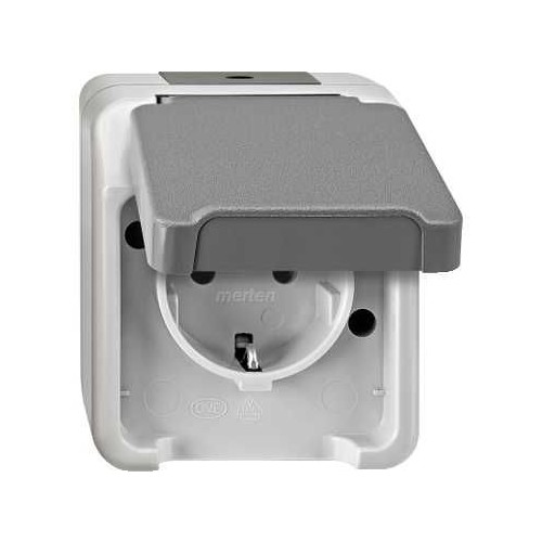 MEG2301-8029 MERTEN SCHUKO-STECKDOSE AQUASTAR LICHTGRAU Produktbild Front View L