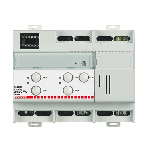 F417U2 BTICINO SCS UNIVERSAL-DIMMER 2X400VA Produktbild Front View L