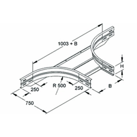 949175 Niedax WRTAR 150.400 Anbau T-Stück 5x405mm rund gesickt ungelocht Produktbild