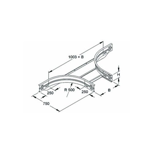 949175 Niedax WRTAR 150.400 Anbau T-Stück 5x405mm rund gesickt ungelocht Produktbild Front View L