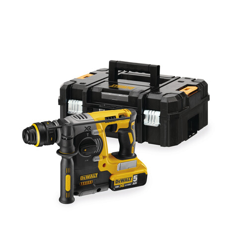 DCH274P2T-QW DEWALT Akku-Kombihammer 18V 5,0Ah+wechslb. Schnellspannbohrfutter XR Produktbild Front View L