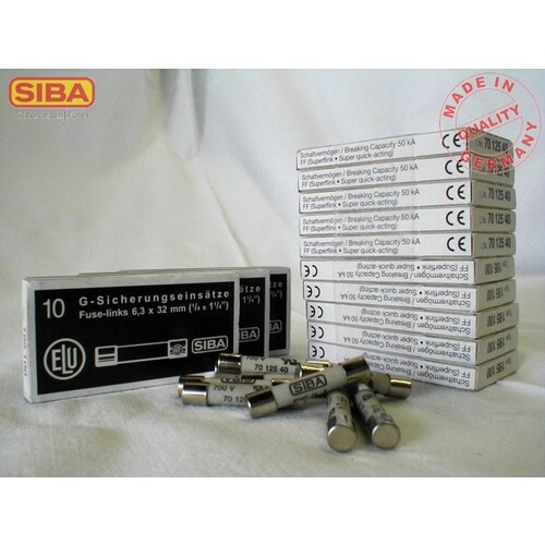 7012540.1 SIBA G-UR-Sich.FF AC700VDC500V 1A  6,35x32 mm Produktbild Front View L