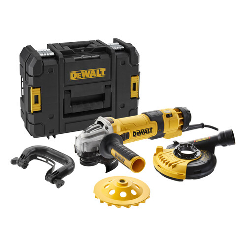 DWE4257KT-QS DeWalt Elektr-Winkelschlei. Beton-Oberflächenset: 1.500W / 125mm Produktbild Front View L