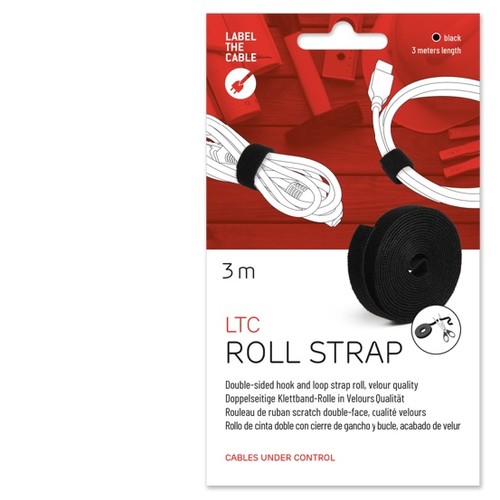 LTC 1210 Label the cable Roll Strap 3m Doppelseitiges Klettband 16mm schwarz Produktbild Front View L