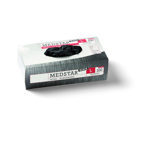 49204 Medstar Nitril Einweghandschuh schwarz Gr.XL/10 (Box=100 Stk.) Produktbild Front View L