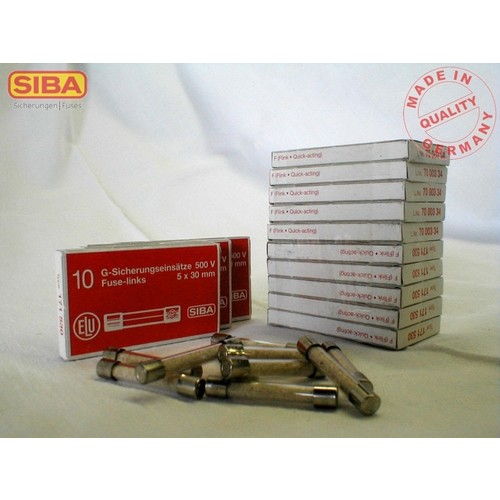 7000334.0,5 Siba G-Sicherung 5x30mm 0,5A flink Produktbild Front View L