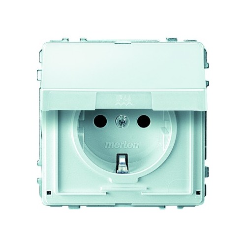 MEG2310-7219 Merten Schuko Steckdose mit Klappdeckel Polarweiss Aquadesign Produktbild Front View L