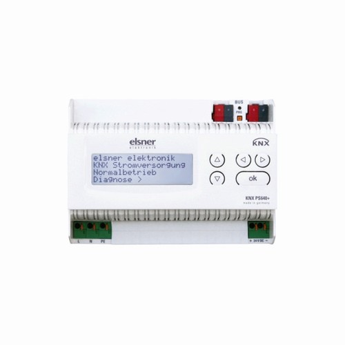 ELS70141 Elsner KNX PS640+ m. Display Spannungsversorgung m. 24V +Busfunktion Produktbild Front View L