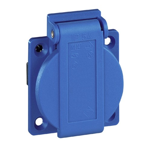 10003 Walther Maschinensteckdose 50x50 blau IP54 mit schraubenloser Klemmen Produktbild Front View L