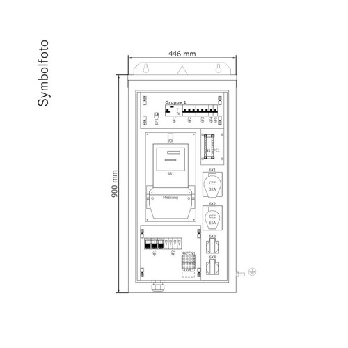 BVAE35-211S ERA Baustromverteiler 446x900x250 35A/D02 Produktbild Front View L